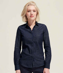 SOLS Ladies Barry Long Sleeve Denim Shirt