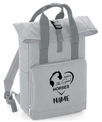 Personalised Equestrian Backpack with Your Name Twin Handle Roll-Top Backpack