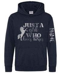 Personalised Equestrian Glitter Hoodie Custom Printed Name Girls Hoodies Jumper
