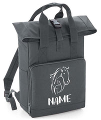 Personalised Equestrian Backpack with Your Name Twin Handle Roll-Top Backpack
