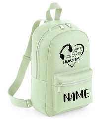 Personalised Girls Backpack Equestrian Bag Mini School PE Club Nursery Any Name Rucksack