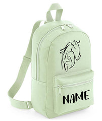 Personalised Girls Backpack Equestrian Bag Mini School PE Club Nursery Any Name Rucksack