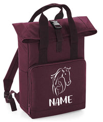 Personalised Equestrian Backpack with Your Name Twin Handle Roll-Top Backpack