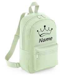 Personalised Girls Crown Backpack Bag Mini School PE Club Nursery Any Name Rucksack