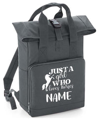 Personalised Equestrian Backpack with Your Name Twin Handle Roll-Top Backpack
