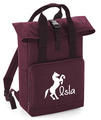 Personalised Equestrian Backpack with Your Name Twin Handle Roll-Top Backpack