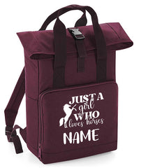 Personalised Equestrian Backpack with Your Name Twin Handle Roll-Top Backpack