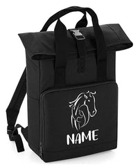 Personalised Equestrian Backpack with Your Name Twin Handle Roll-Top Backpack