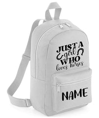 Personalised Girls Backpack Equestrian Bag Mini School PE Club Nursery Any Name Rucksack