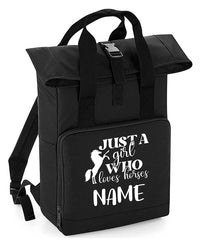 Personalised Equestrian Backpack with Your Name Twin Handle Roll-Top Backpack
