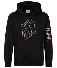 Personalised Equestrian Glitter Hoodie Custom Printed Name Girls Hoodies Jumper
