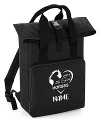 Personalised Equestrian Backpack with Your Name Twin Handle Roll-Top Backpack