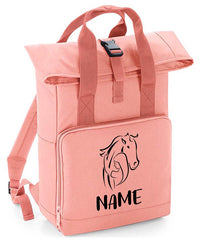 Personalised Equestrian Backpack with Your Name Twin Handle Roll-Top Backpack