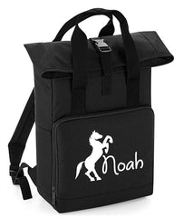 Personalised Equestrian Backpack with Your Name Twin Handle Roll-Top Backpack