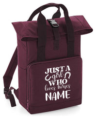 Personalised Equestrian Backpack with Your Name Twin Handle Roll-Top Backpack