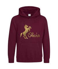 Personalised Equestrian Glitter Hoodie Custom Printed Name Girls Hoodies Jumper