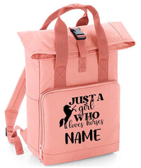 Personalised Equestrian Backpack with Your Name Twin Handle Roll-Top Backpack