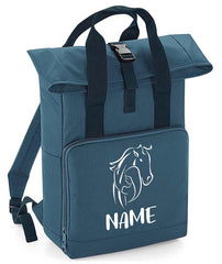 Personalised Equestrian Backpack with Your Name Twin Handle Roll-Top Backpack