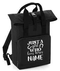Personalised Equestrian Backpack with Your Name Twin Handle Roll-Top Backpack