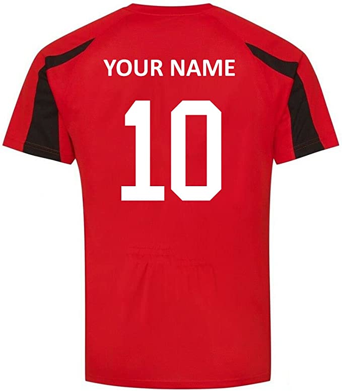 Prospo® Kids Personalised Red &amp; White Wales Style Football Kit Bag Youth Football Wales Boys Or Girls Football Jersey Child Football Kit
