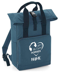 Personalised Equestrian Backpack with Your Name Twin Handle Roll-Top Backpack