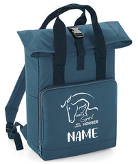 Personalised Equestrian Backpack with Your Name Twin Handle Roll-Top Backpack