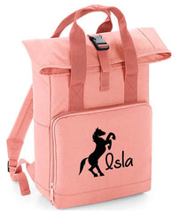 Personalised Equestrian Backpack with Your Name Twin Handle Roll-Top Backpack