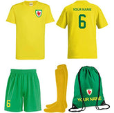 Prospo® Personalised Kids Wales Style Away Football Kit Shirt Shorts Socks and Bag