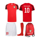 Prospo® Kids Personalised Red and White Wales Style Football Kit Bag Youth Football Wales Boys Or Girls Football Jersey Child Football Kit