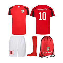 Prospo® Kids Personalised Red and White Wales Style Football Kit Bag Youth Football Wales Boys Or Girls Football Jersey Child Football Kit