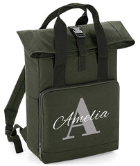 Personalised with Initial name Twin Handle Roll-Top Backpack