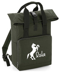 Personalised Equestrian Backpack with Your Name Twin Handle Roll-Top Backpack
