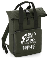 Personalised Equestrian Backpack with Your Name Twin Handle Roll-Top Backpack