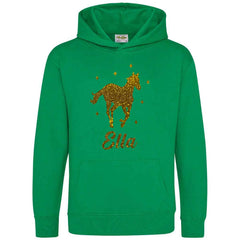 Personalised Glitter Horse Riding Hoodie Girls Boys Hoody Kids Top Jumper