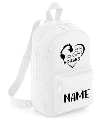 Personalised Girls Backpack Equestrian Bag Mini School PE Club Nursery Any Name Rucksack
