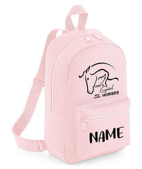 Personalised Girls Backpack Equestrian Bag Mini School PE Club Nursery Any Name Rucksack