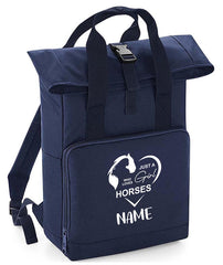 Personalised Equestrian Backpack with Your Name Twin Handle Roll-Top Backpack