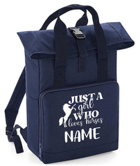 Personalised Equestrian Backpack with Your Name Twin Handle Roll-Top Backpack