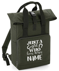 Personalised Equestrian Backpack with Your Name Twin Handle Roll-Top Backpack