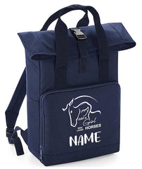 Personalised Equestrian Backpack with Your Name Twin Handle Roll-Top Backpack