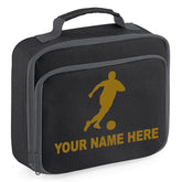 Personalised Lunch Bag Football Boys School Insulated Any Name Kids Snack Box
