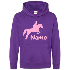 Personalised Glitter Horse Riding Hoodie Girls Boys Hoody Kids Top Jumper