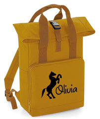 Personalised Equestrian Backpack with Your Name Twin Handle Roll-Top Backpack
