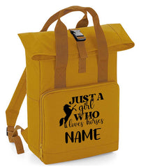 Personalised Equestrian Backpack with Your Name Twin Handle Roll-Top Backpack