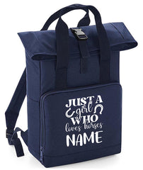 Personalised Equestrian Backpack with Your Name Twin Handle Roll-Top Backpack