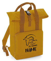 Personalised Equestrian Backpack with Your Name Twin Handle Roll-Top Backpack