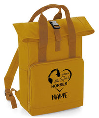Personalised Equestrian Backpack with Your Name Twin Handle Roll-Top Backpack