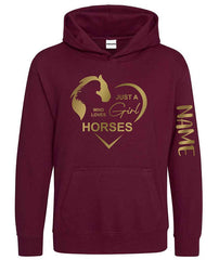 Personalised Equestrian Glitter Hoodie Custom Printed Name Girls Hoodies Jumper
