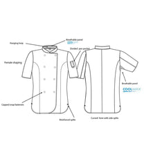 Dennys Ladies Short Sleeve Premium Chefs Jacket