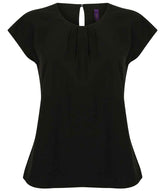 Henbury Ladies Pleat Front Short Sleeve Blouse